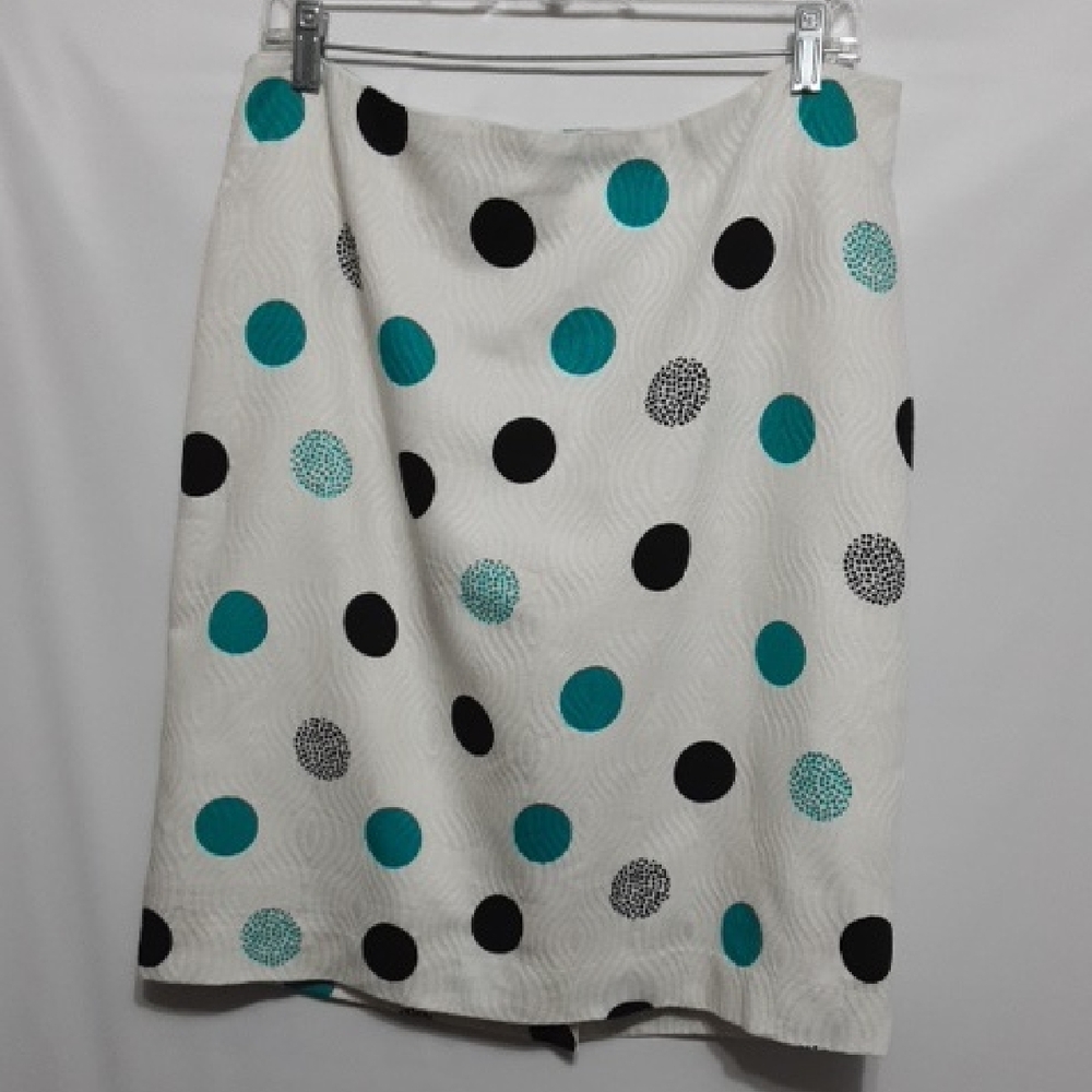 Talbots Retro Chic Classic White A-Line Polka Dots Skirt